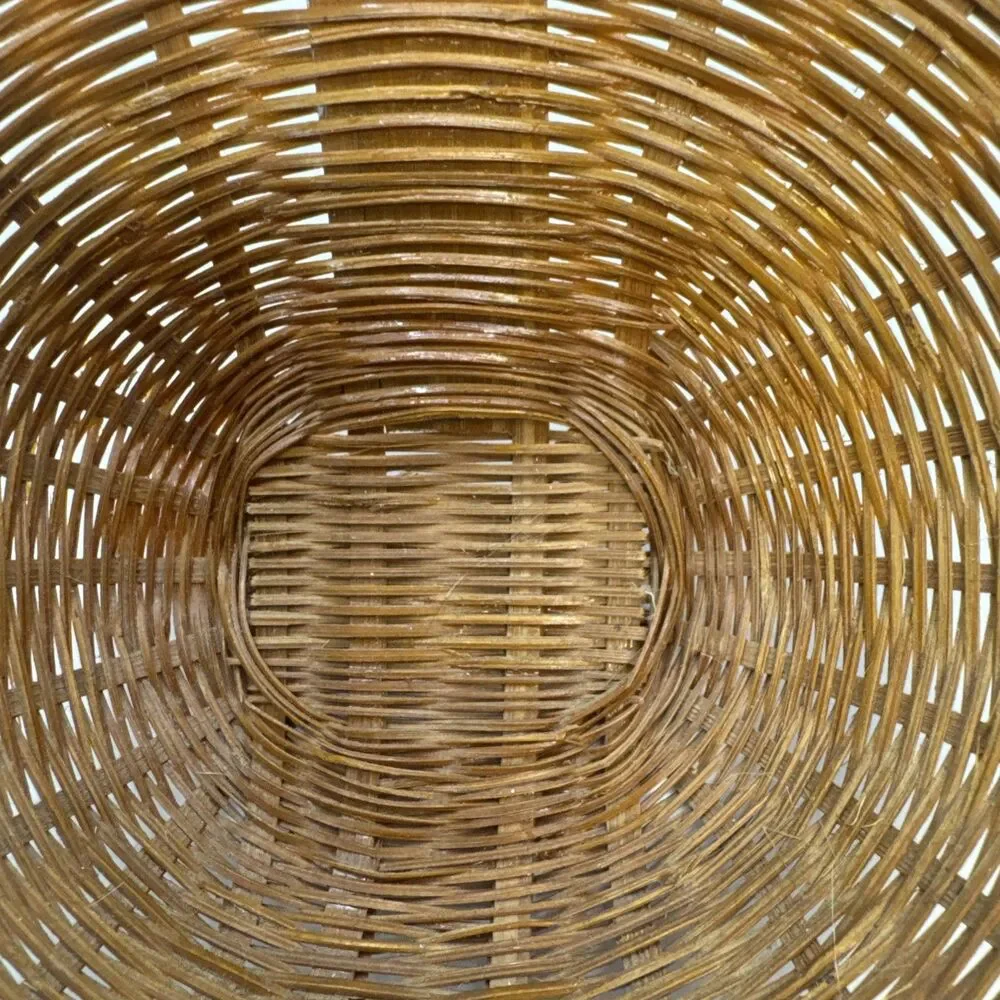 Vintage Wicker Basket w/ Long Handle Church Offering Basket 18.5 In